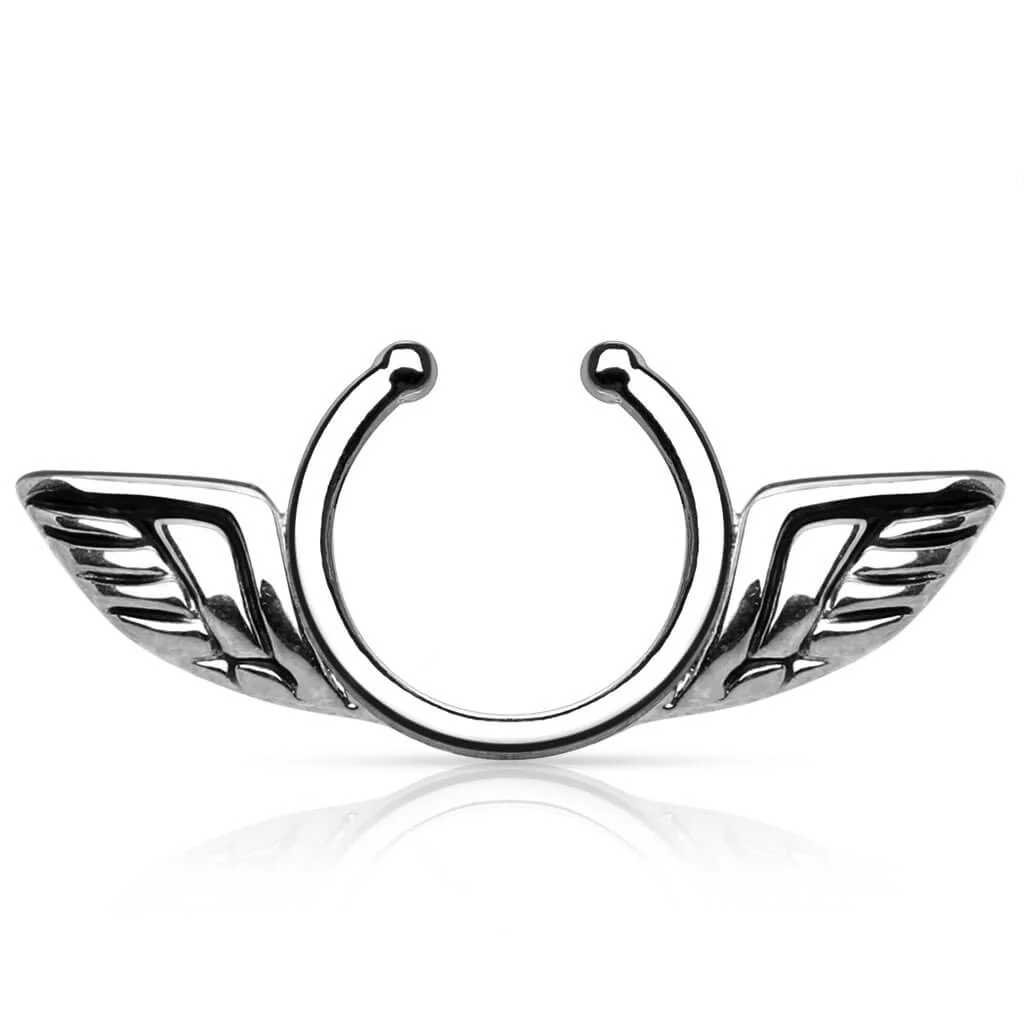 Fake piercing do sutka skrzydła anioła kolczyk rozginany - Image 4