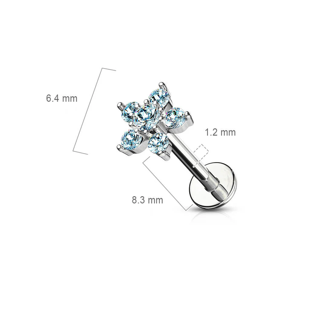 Labret cyrkonia kwiatek gwint wewnętrzny - Image 2