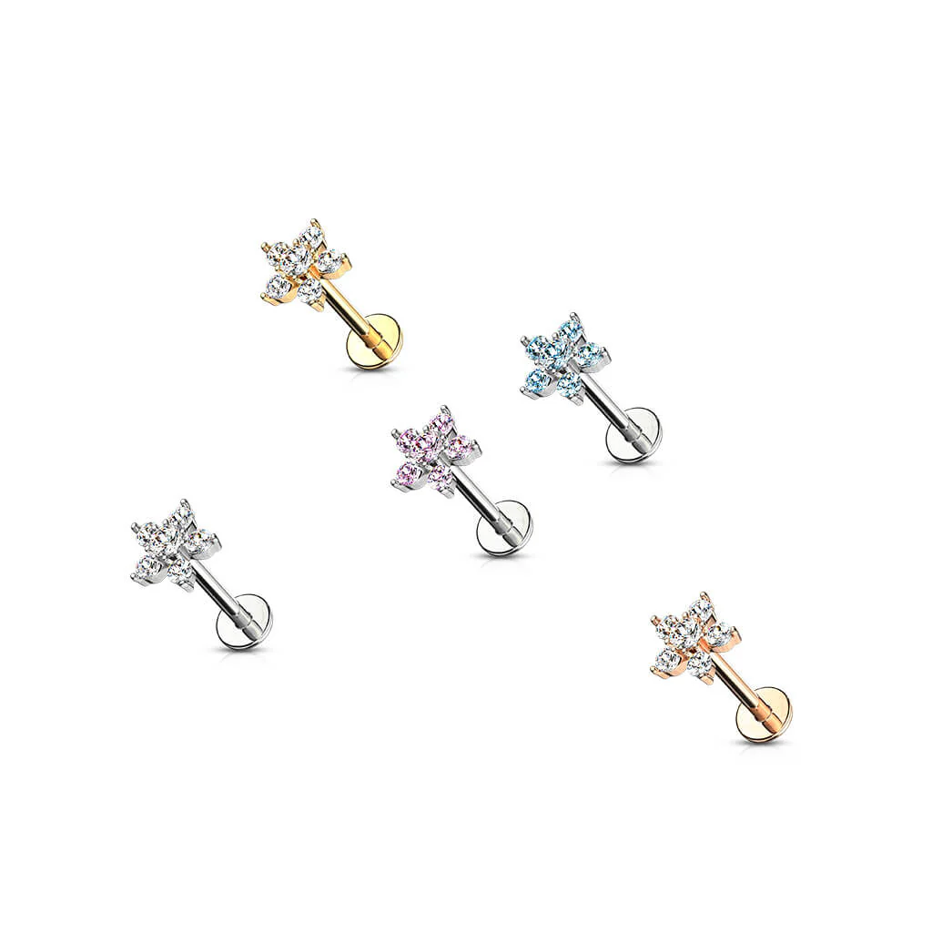 Labret cyrkonia kwiatek gwint wewnętrzny - Image 3