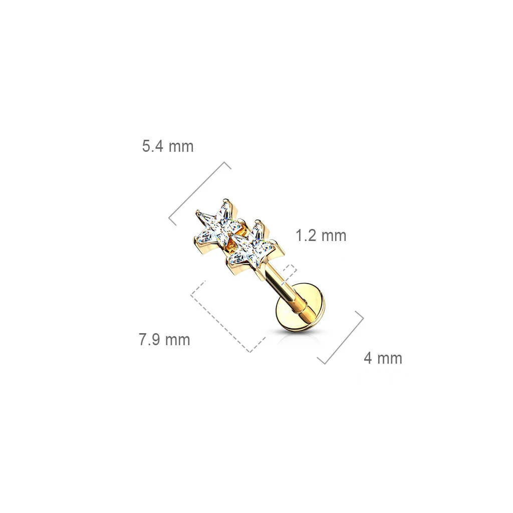 Labret gwiazdki cyrkonie gwint wewnętrzny - Image 2