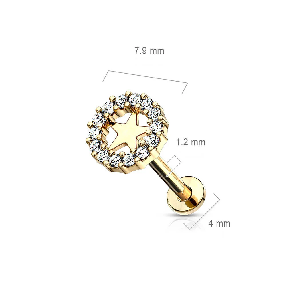 Labret cyrkonia gwiazdka gwint wewnętrzny - Image 2