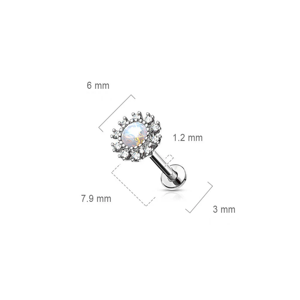 Labret cyrkonia kwiatek gwint wewnętrzny - Image 2