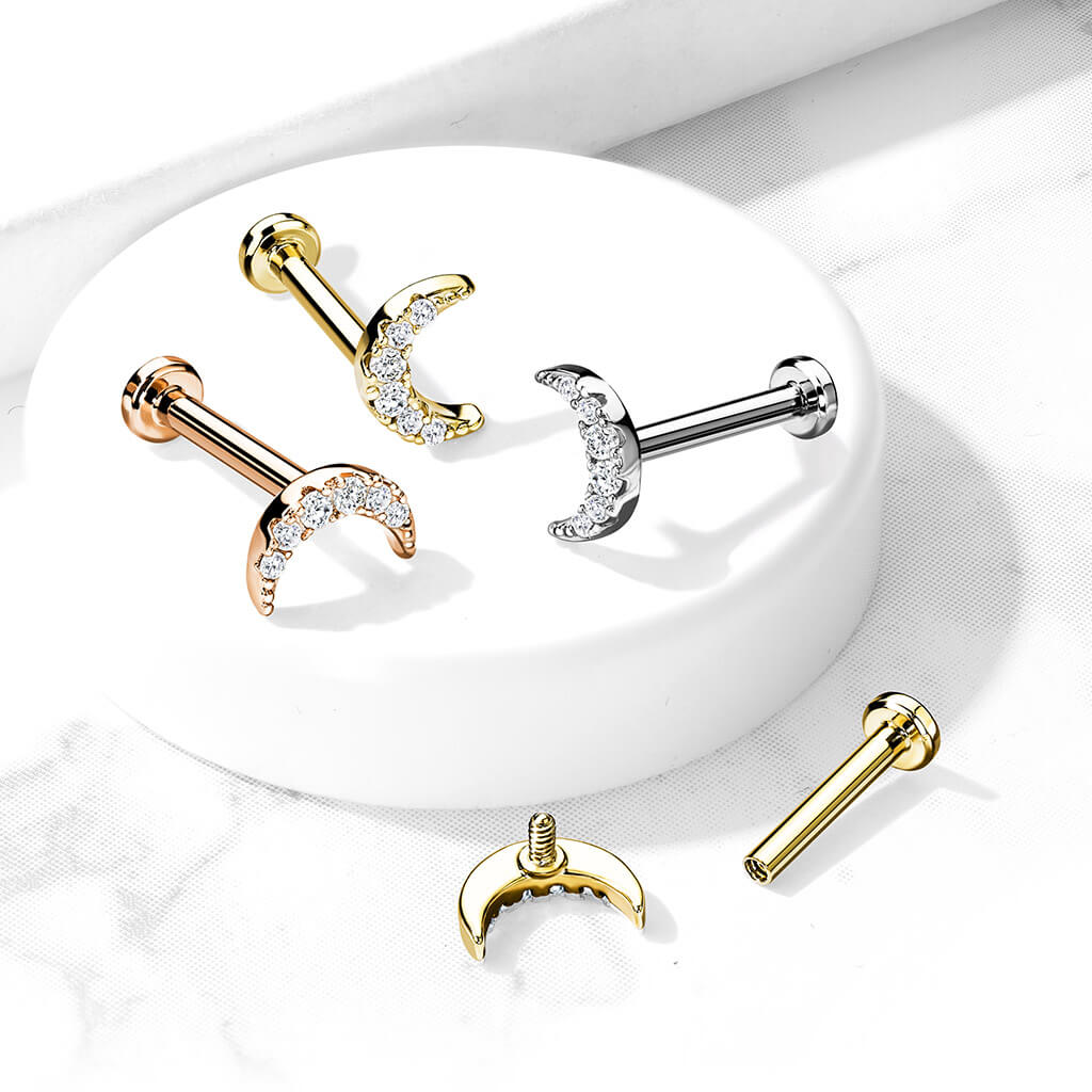 Labret cyrkonia księżyc gwint wewnętrzny - Image 5