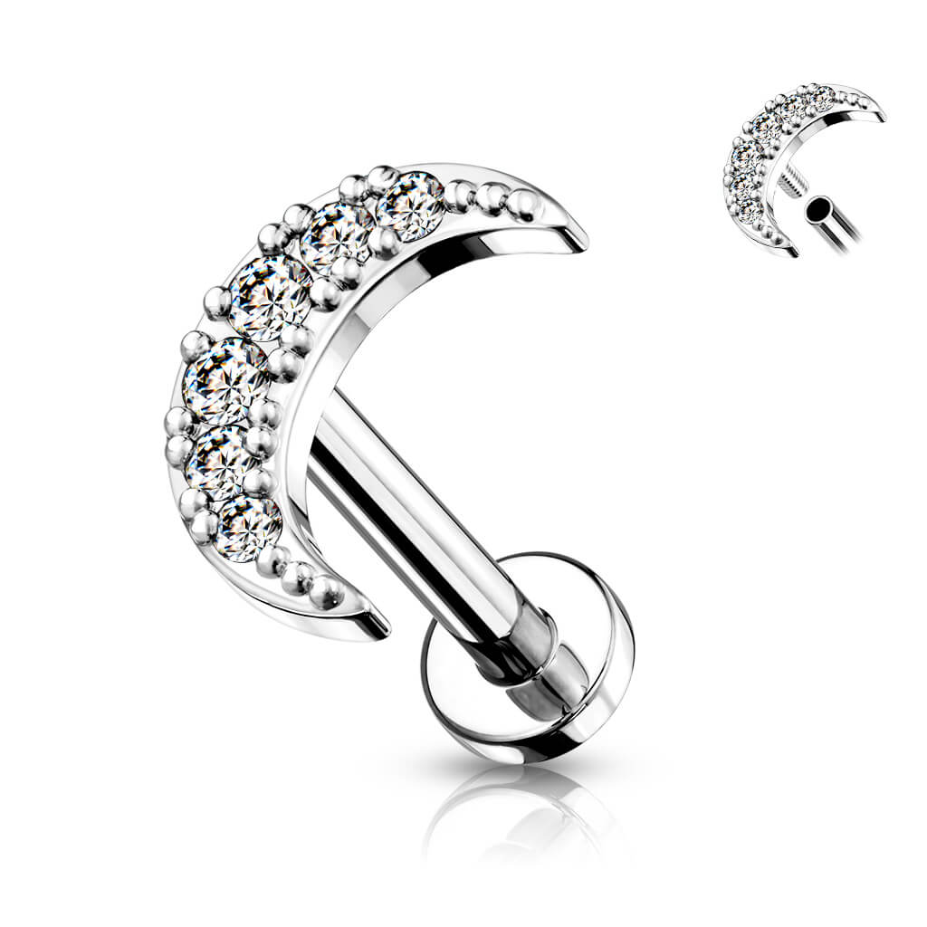 Labret cyrkonia księżyc gwint wewnętrzny - Image 6
