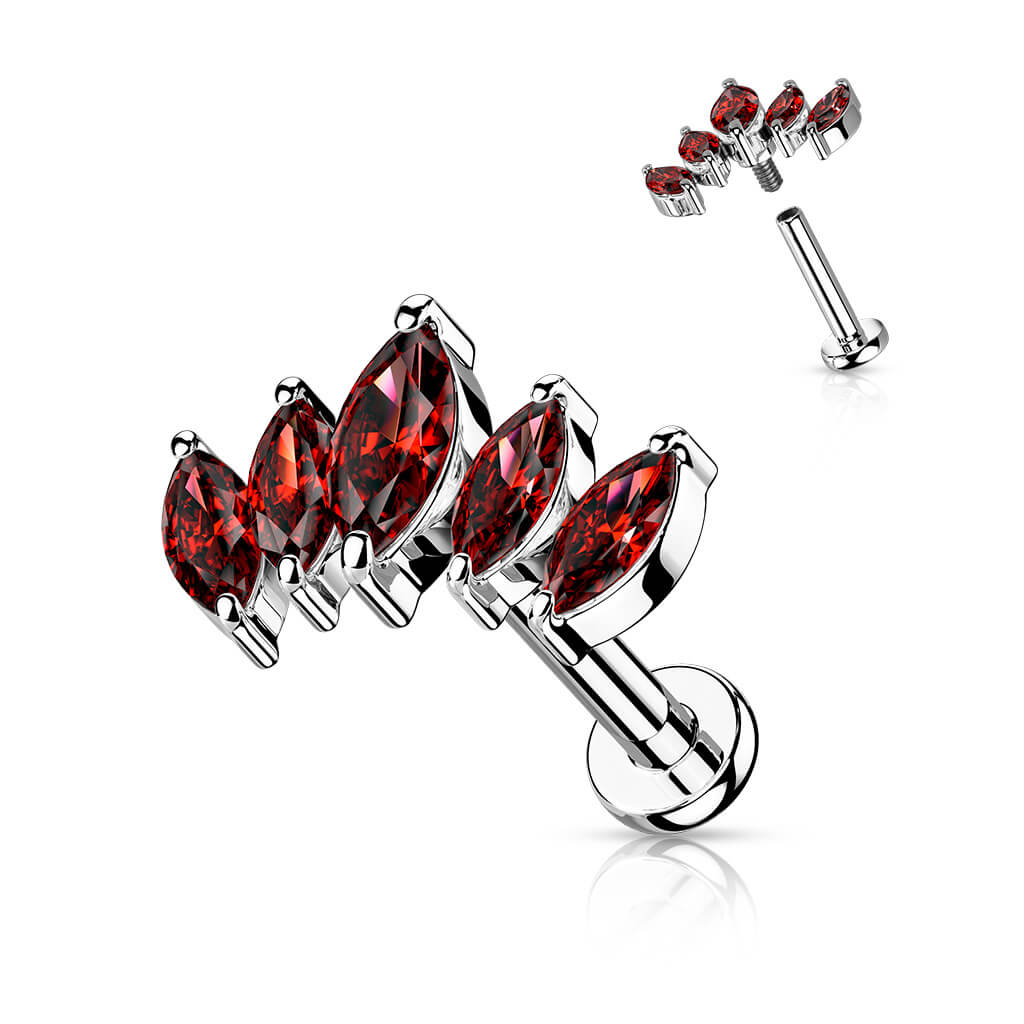 Labret 5 cyrkonii szlif markizowy gwint wewnętrzny - Image 11