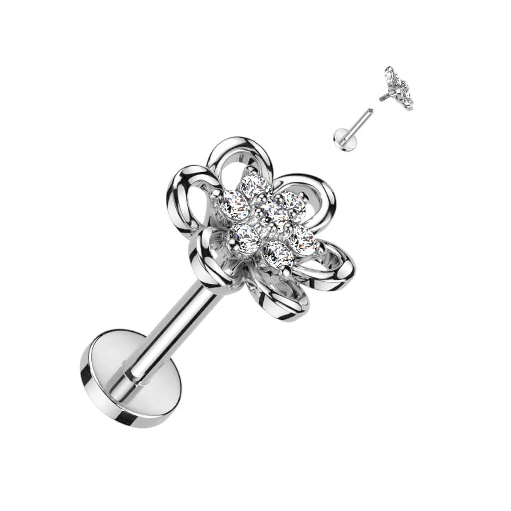 Labret cyrkonia kwiatek gwint wewnętrzny - Image 3
