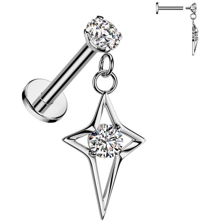 Labret gwiazda cyrkonia gwint wewnętrzny - Image 3