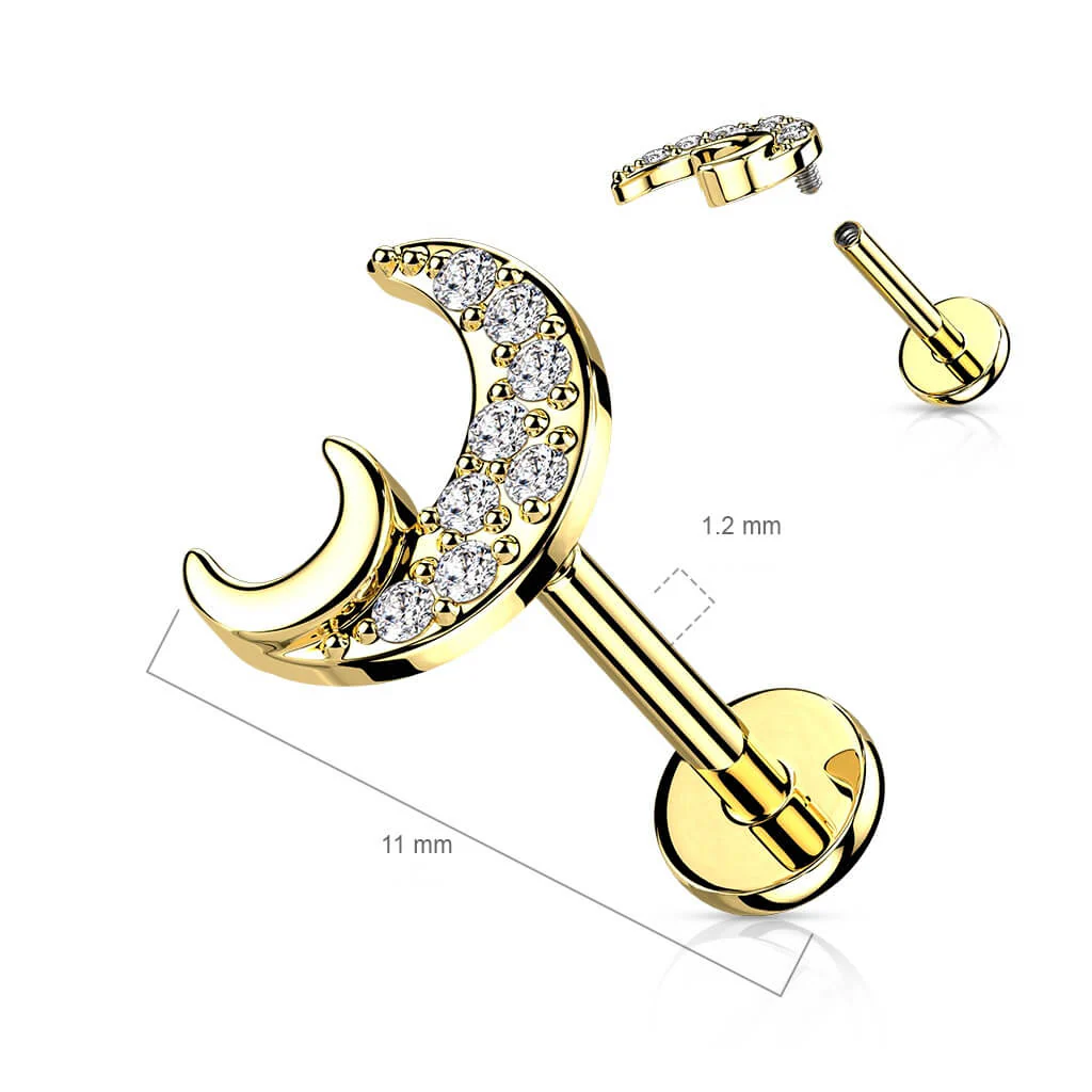 Labret cyrkonia księżyc gwint wewnętrzny - Image 2