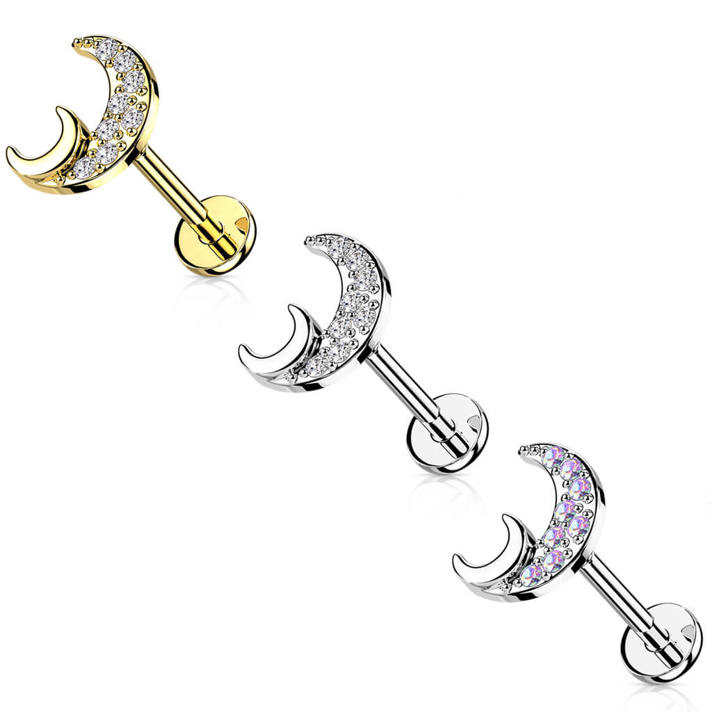 Labret cyrkonia księżyc gwint wewnętrzny - Image 3