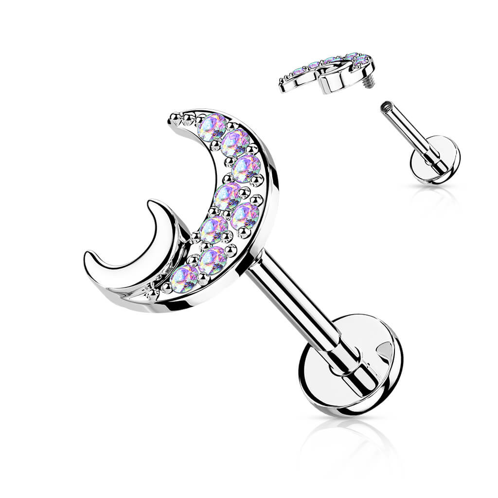 Labret cyrkonia księżyc gwint wewnętrzny - Image 5