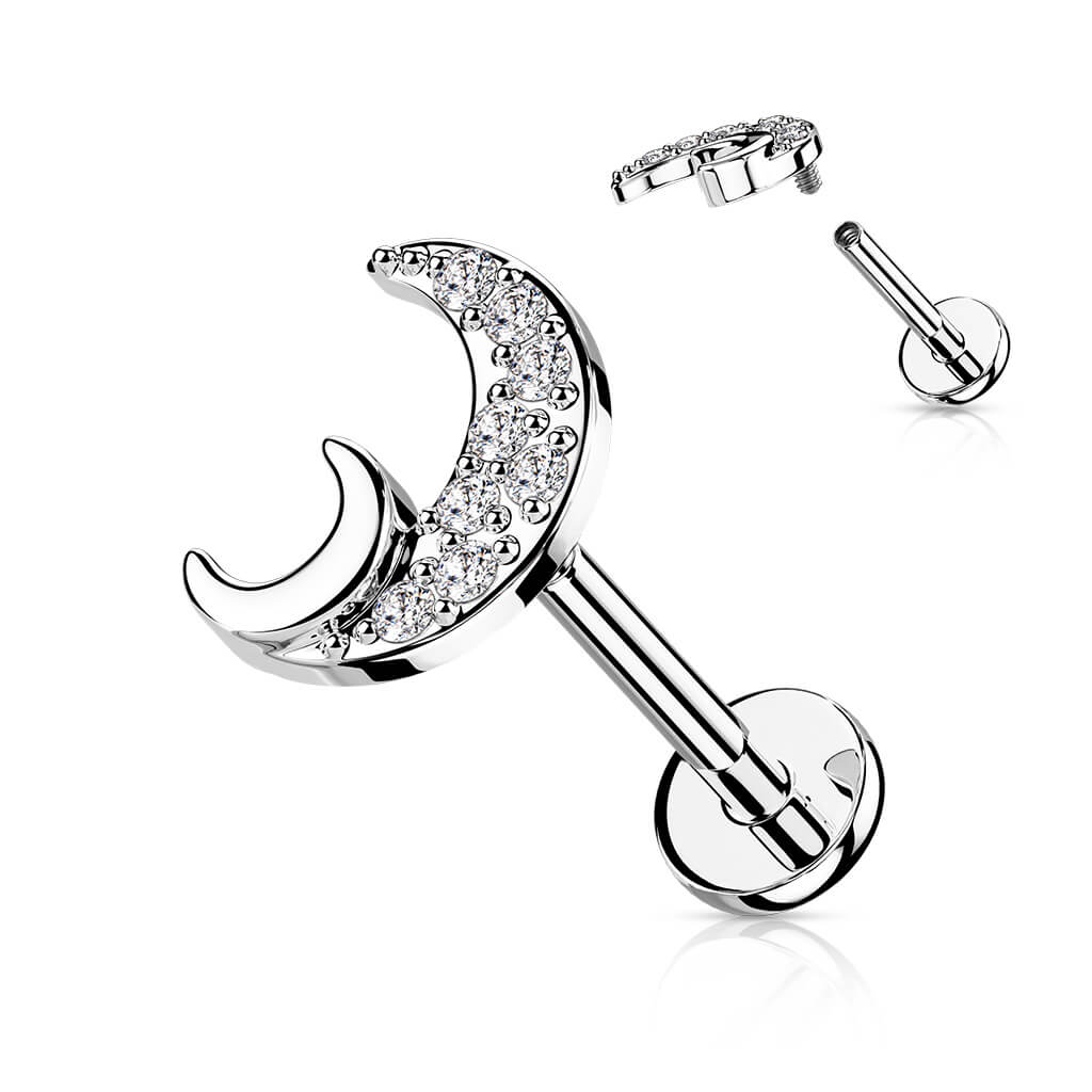 Labret cyrkonia księżyc gwint wewnętrzny - Image 6