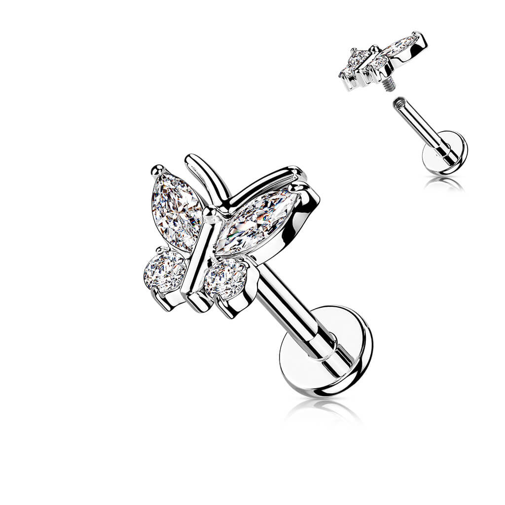 Labret cyrkonia motyl gwint wewnętrzny - Image 4