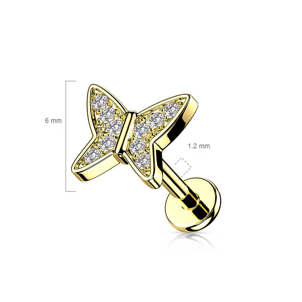 Labret cyrkonia motyl gwint wewnętrzny - Image 2