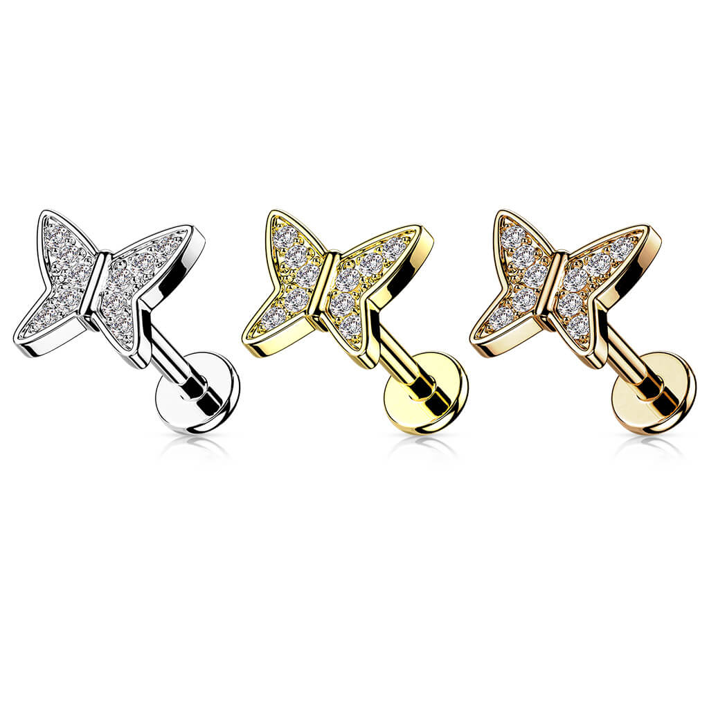 Labret cyrkonia motyl gwint wewnętrzny - Image 3