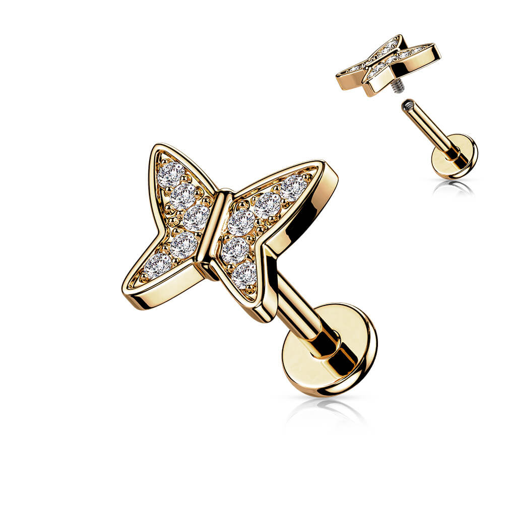 Labret cyrkonia motyl gwint wewnętrzny - Image 6
