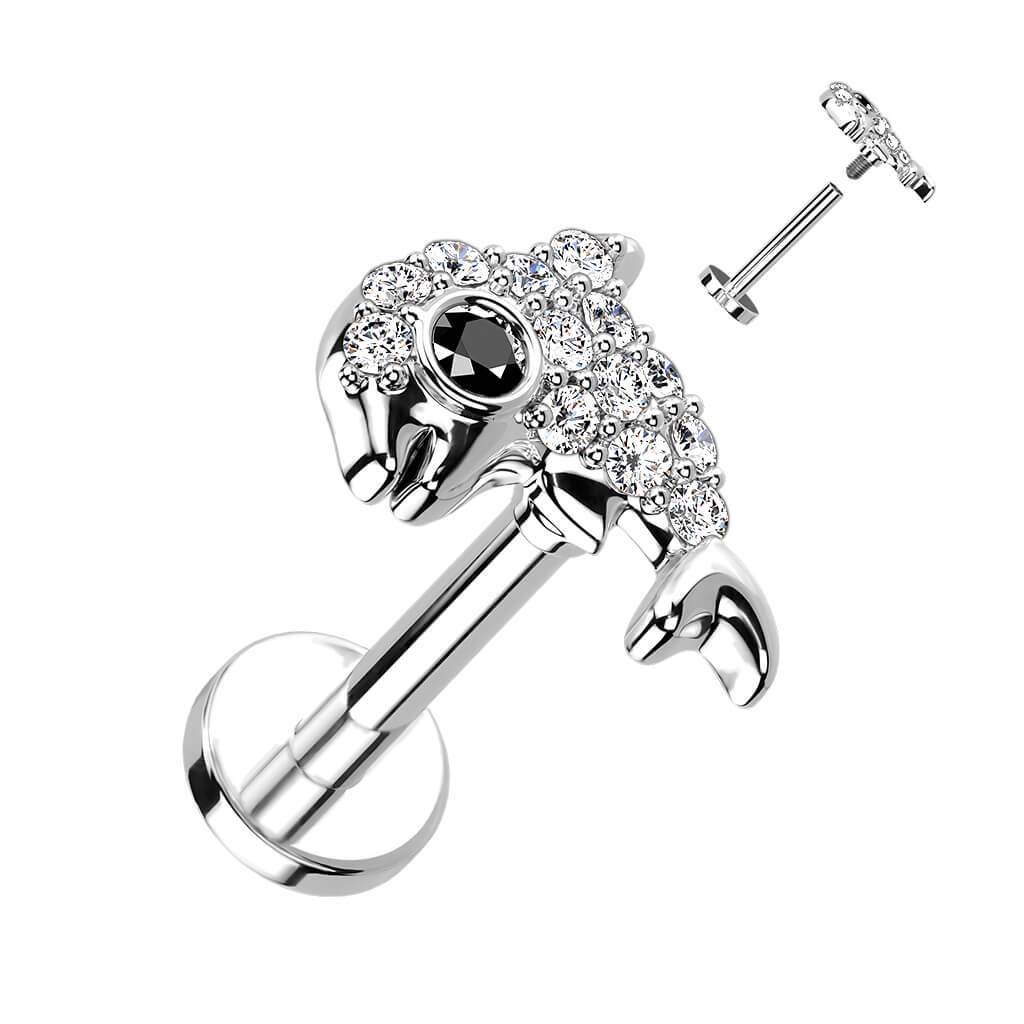 Labret cyrkonia delfin gwint wewnętrzny - Image 3