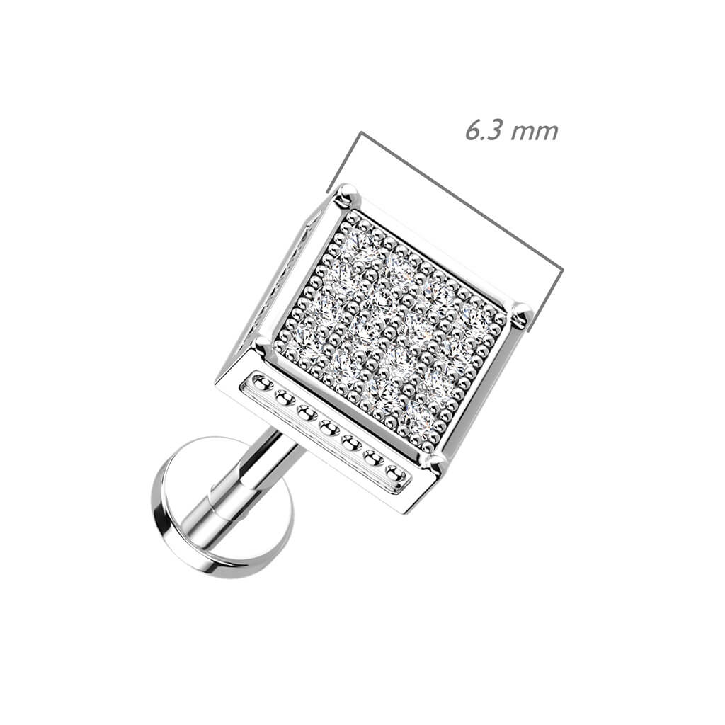 Labret kwadratowa cyrkonia gwint wewnętrzny - Image 2
