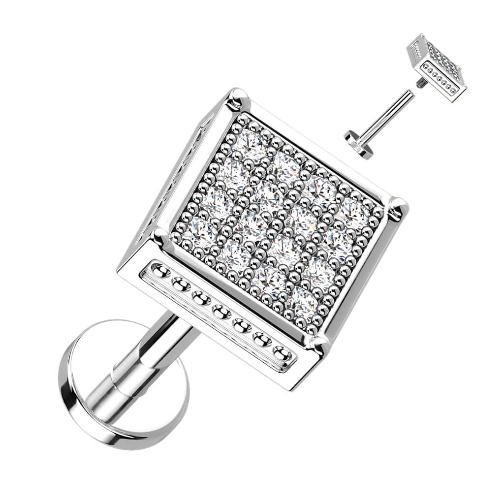 Labret kwadratowa cyrkonia gwint wewnętrzny - Image 3