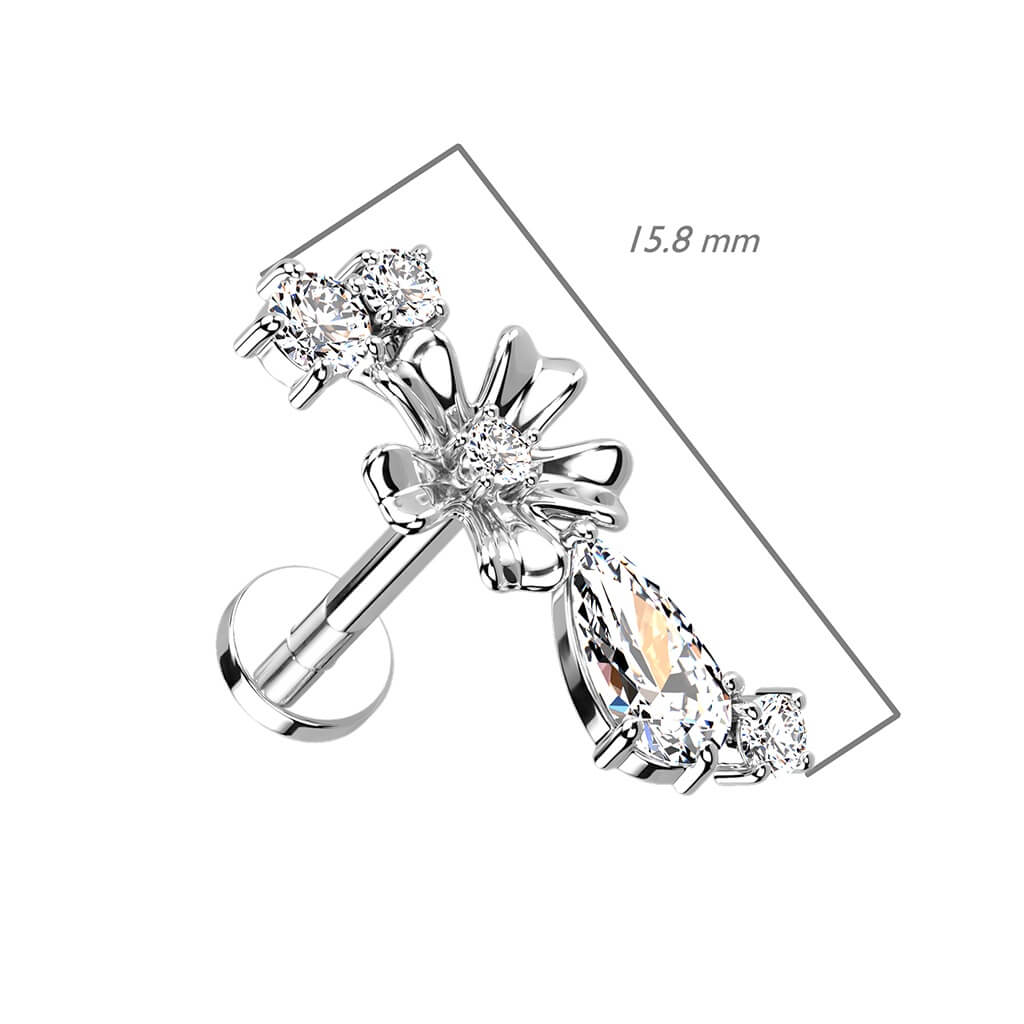 Labret cyrkonia kwiatki gwint wewnętrzny - Image 2