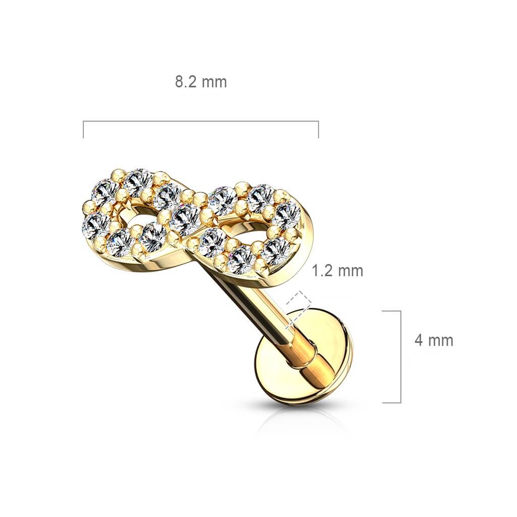 Labret cyrkonia znak nieskończoności gwint wewnętrzny - Image 2