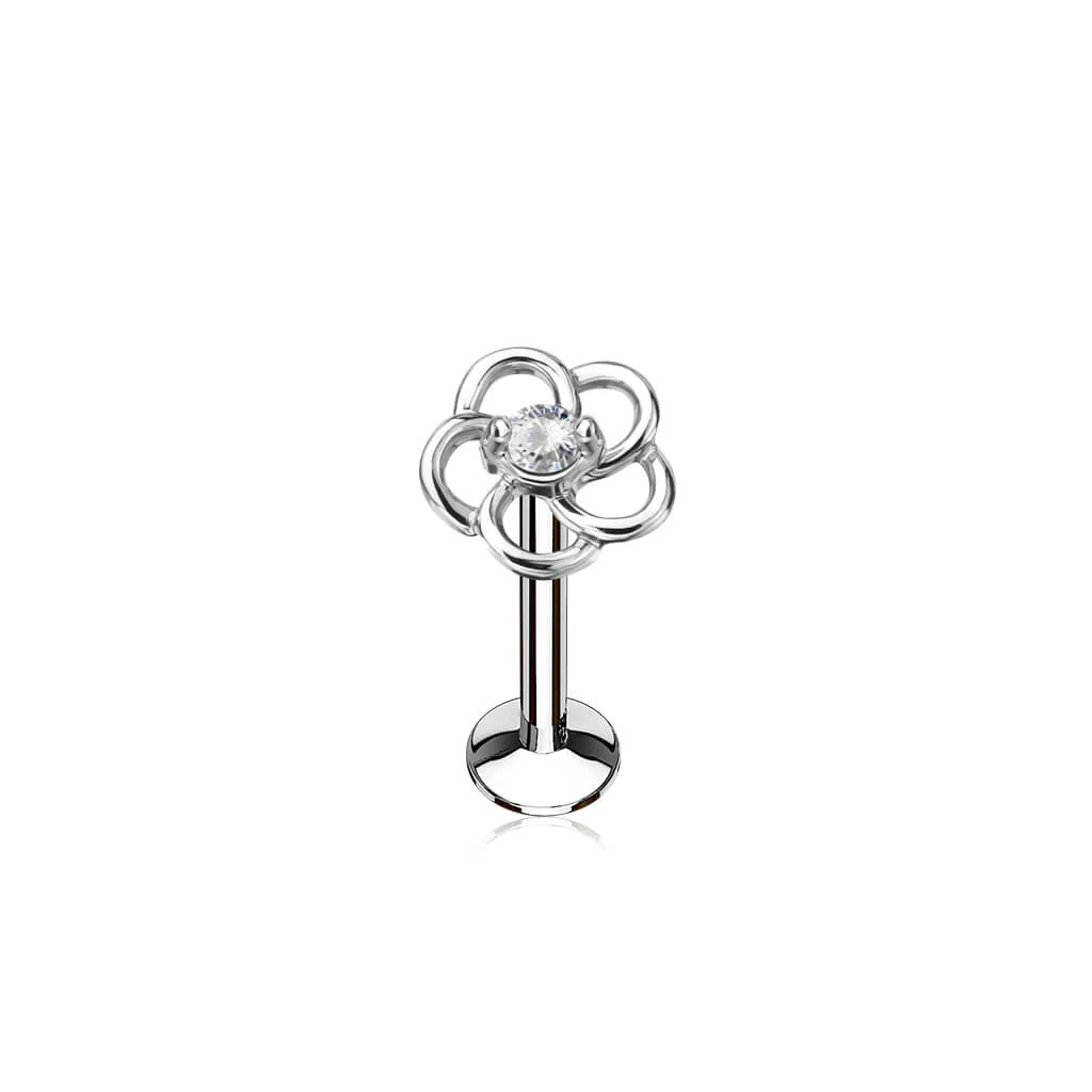 Labret cyrkonia kwiatek gwint wewnętrzny - Image 2