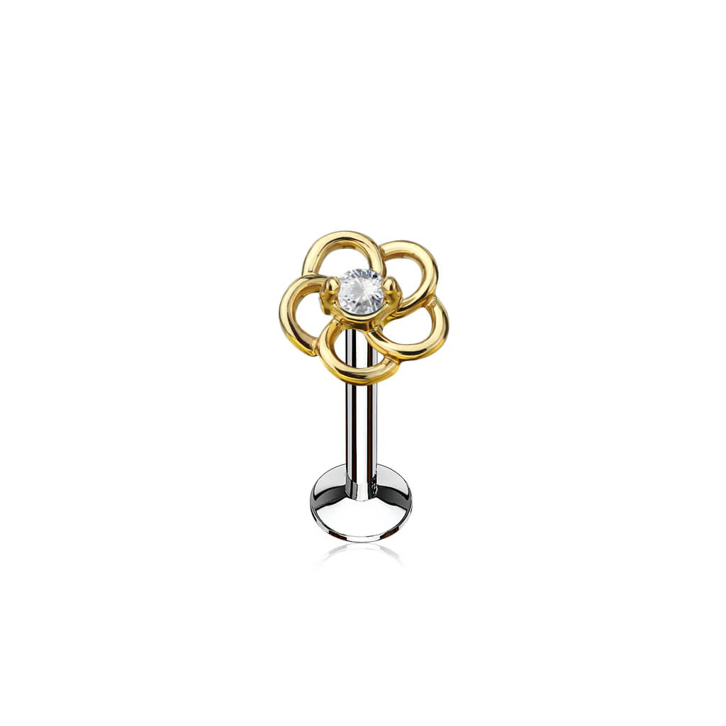 Labret cyrkonia kwiatek gwint wewnętrzny - Image 3