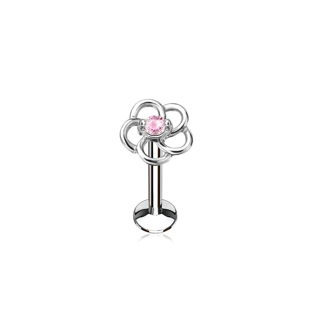 Labret cyrkonia kwiatek gwint wewnętrzny - Image 4