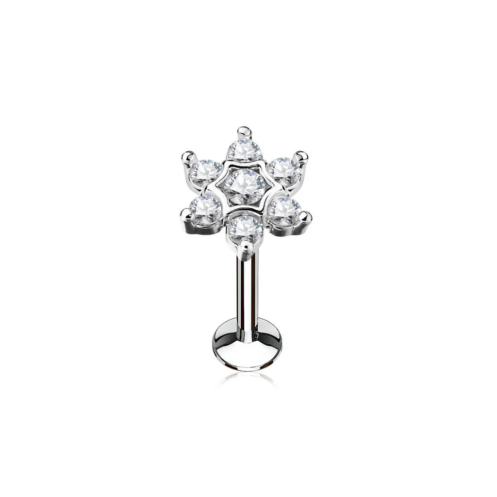 Labret cyrkonia kwiatek gwint wewnętrzny - Image 2