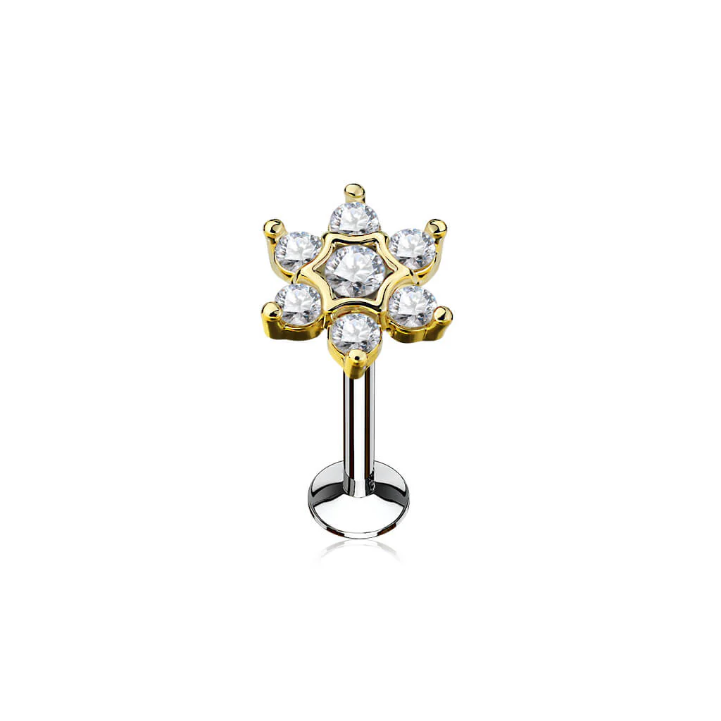Labret cyrkonia kwiatek gwint wewnętrzny - Image 3