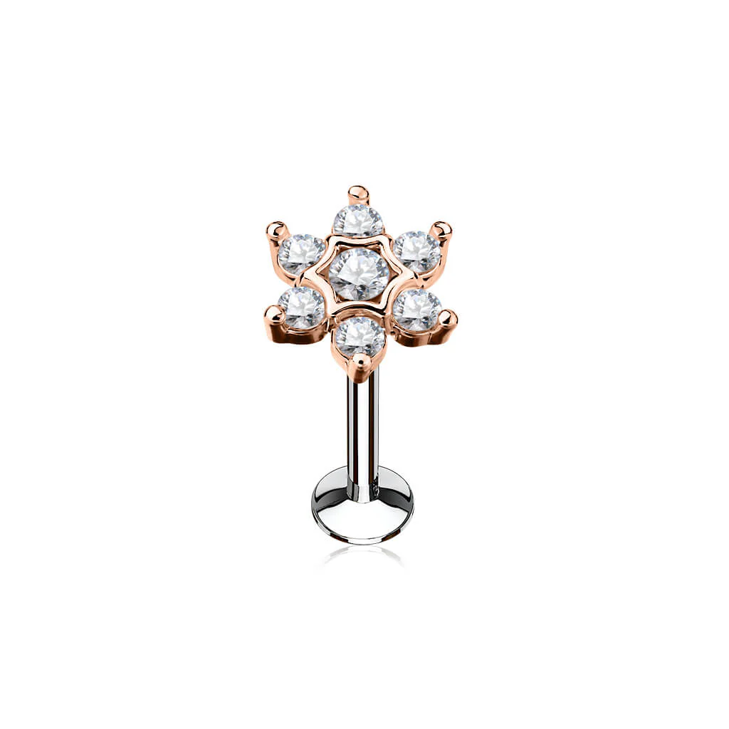 Labret cyrkonia kwiatek gwint wewnętrzny - Image 4