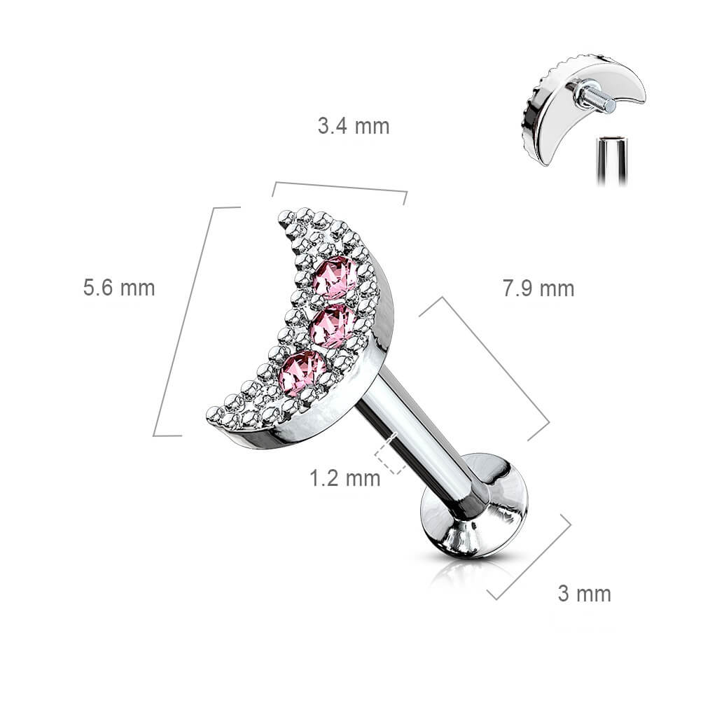 Labret cyrkonia księżyc gwint wewnętrzny - Image 2