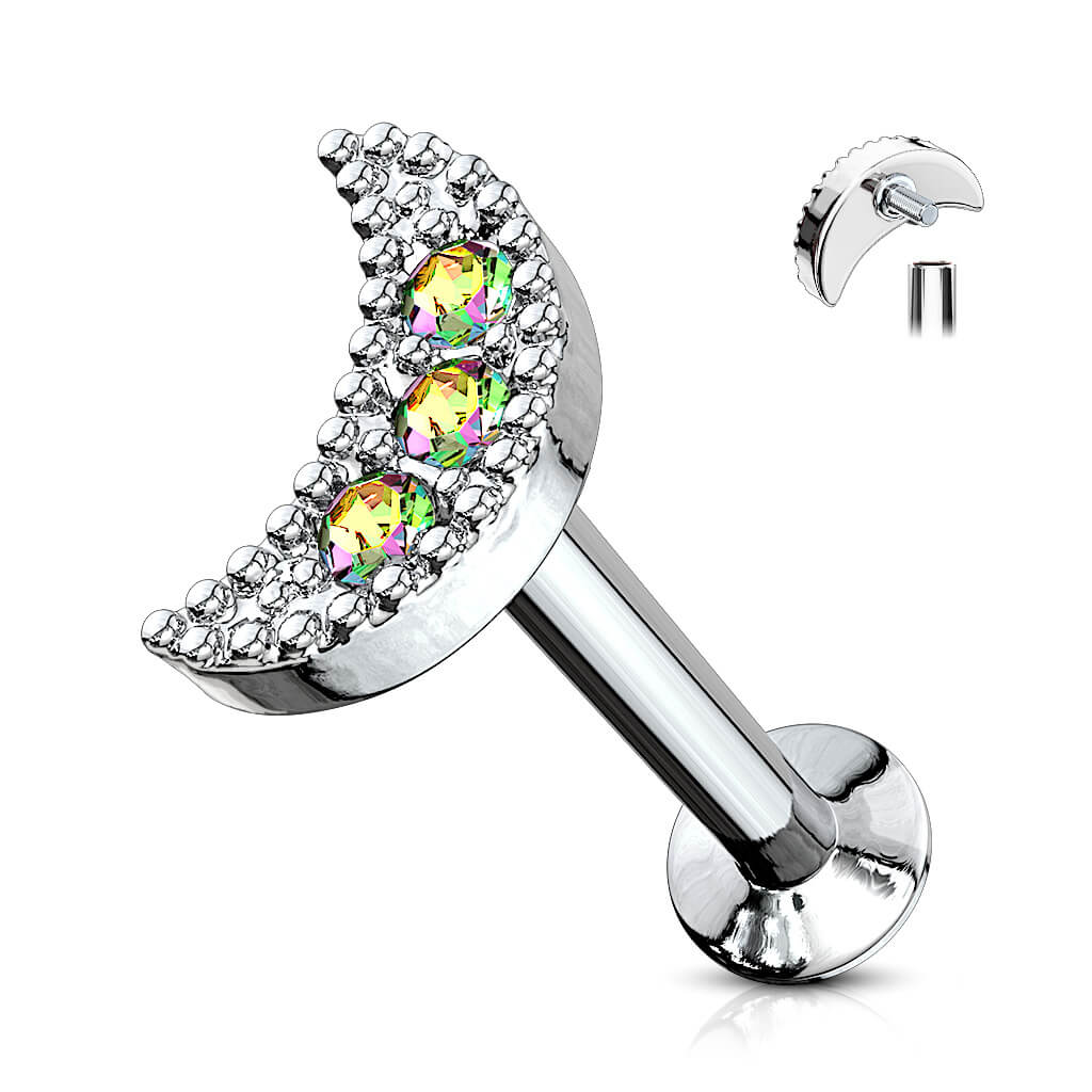 Labret cyrkonia księżyc gwint wewnętrzny - Image 4