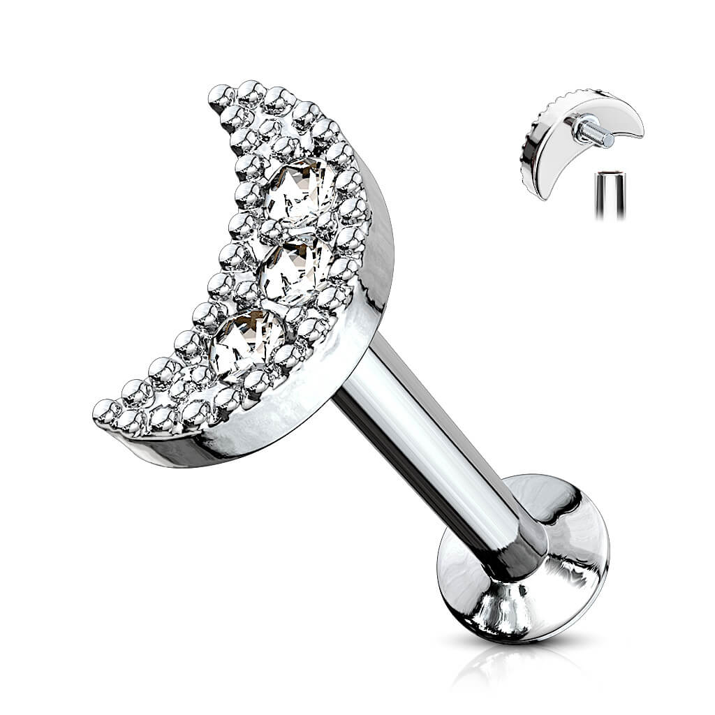 Labret cyrkonia księżyc gwint wewnętrzny - Image 5