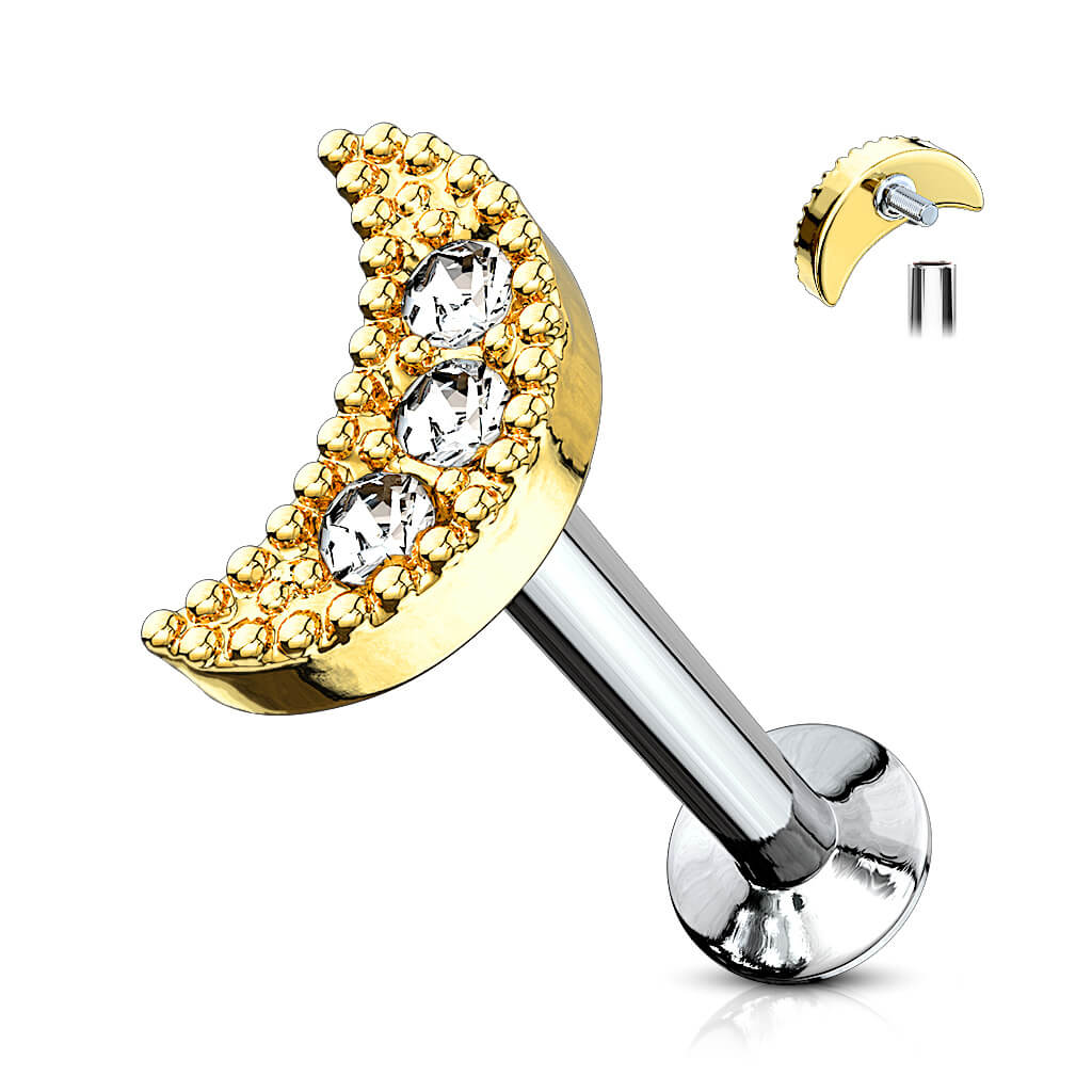 Labret cyrkonia księżyc gwint wewnętrzny - Image 6
