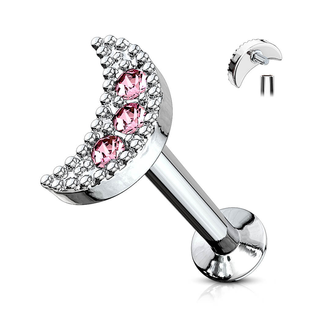 Labret cyrkonia księżyc gwint wewnętrzny - Image 7
