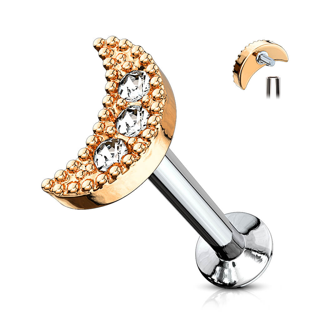 Labret cyrkonia księżyc gwint wewnętrzny - Image 8