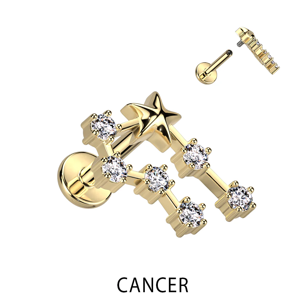 Labret znak zodiaku cyrkonia pozłacany gwint wewnętrzny - Image 12
