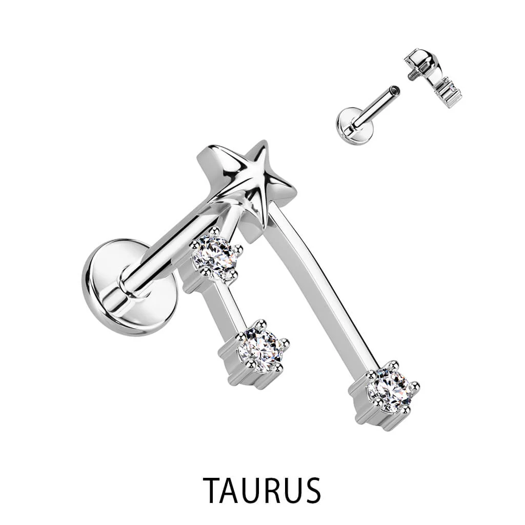 Labret znak zodiaku cyrkonia srebrny gwint wewnętrzny - Image 11