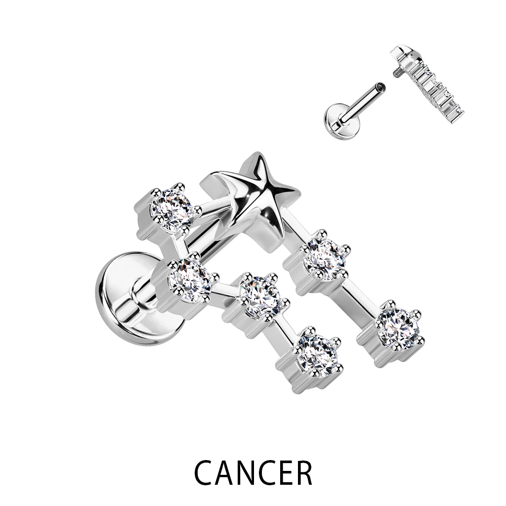 Labret znak zodiaku cyrkonia srebrny gwint wewnętrzny - Image 13