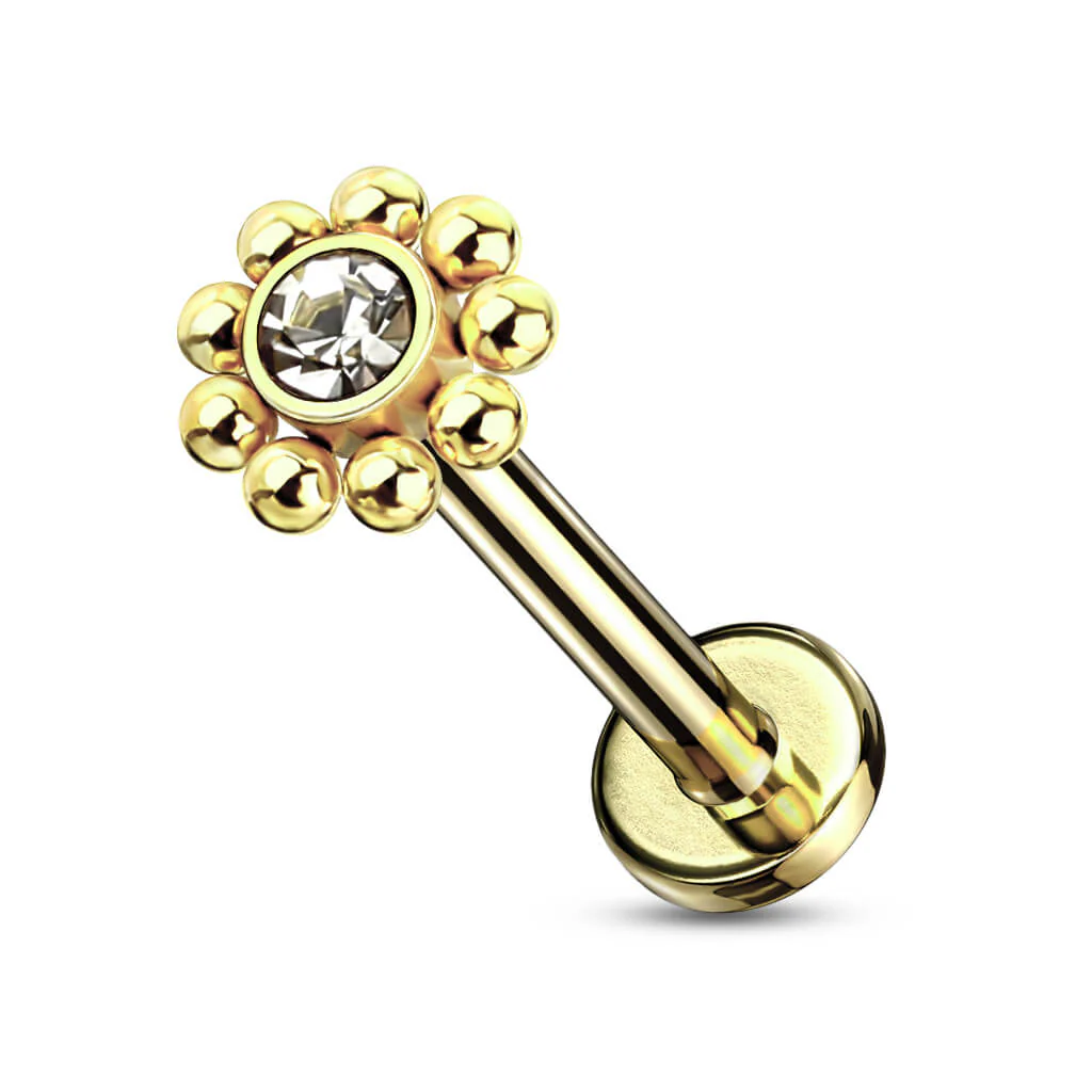 Labret kwiatek cyrkonia gwint wewnętrzny - Image 5