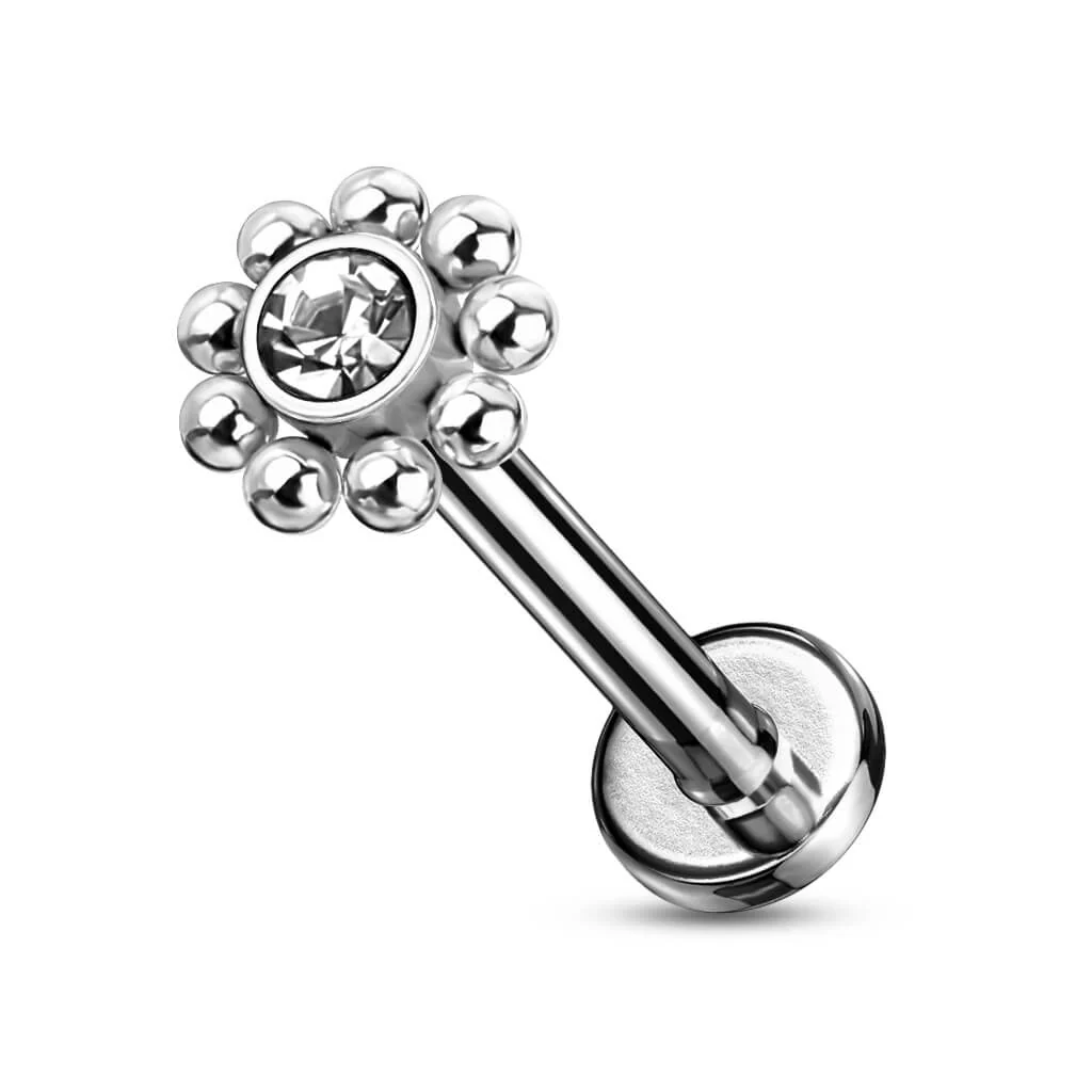 Labret kwiatek cyrkonia gwint wewnętrzny - Image 8
