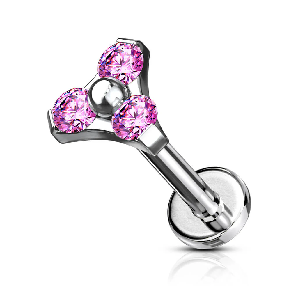 Labret trójkąt cyrkonia srebrny gwint wewnętrzny - Image 8