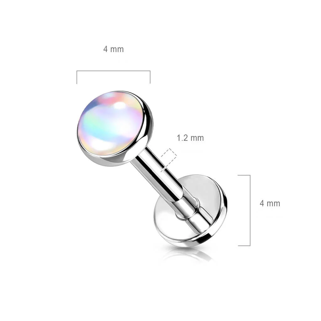 Labret rozświetlający płaski kamień syntetyczny gwint wewnętrzny - Image 2