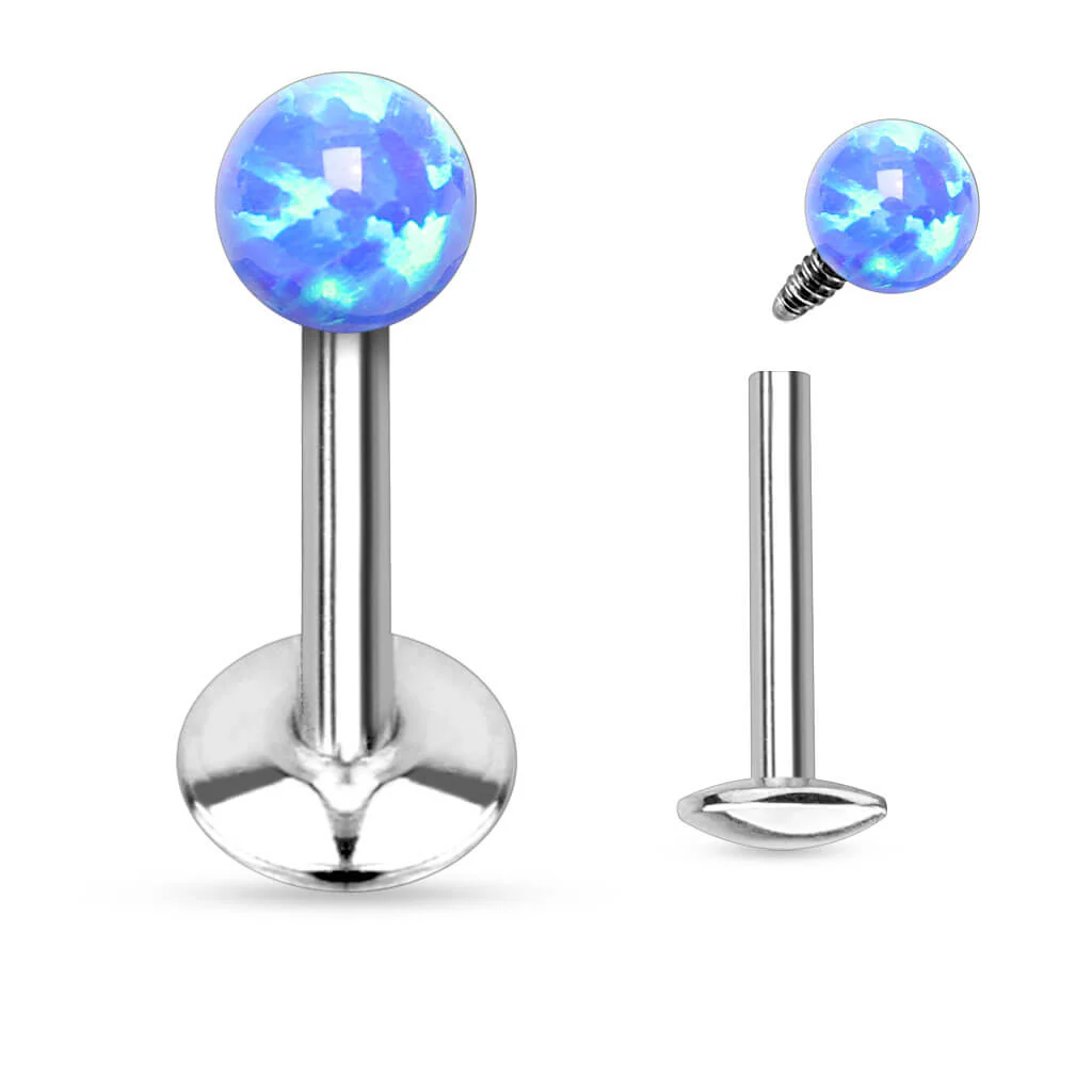 Labret kulisty opal srebrny gwint wewnętrzny - Image 2