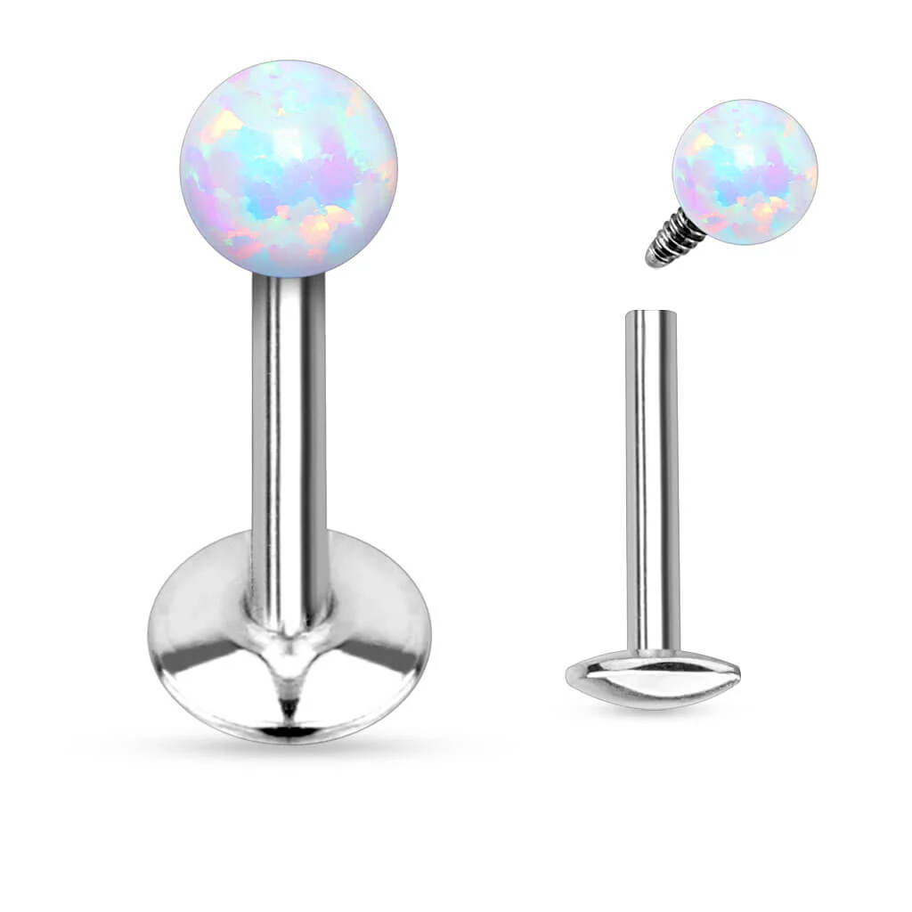 Labret kulisty opal srebrny gwint wewnętrzny - Image 3