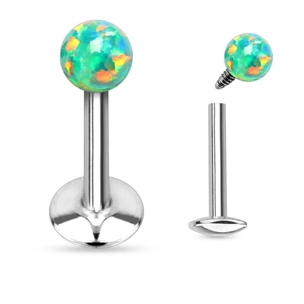 Labret kulisty opal srebrny gwint wewnętrzny - Image 4