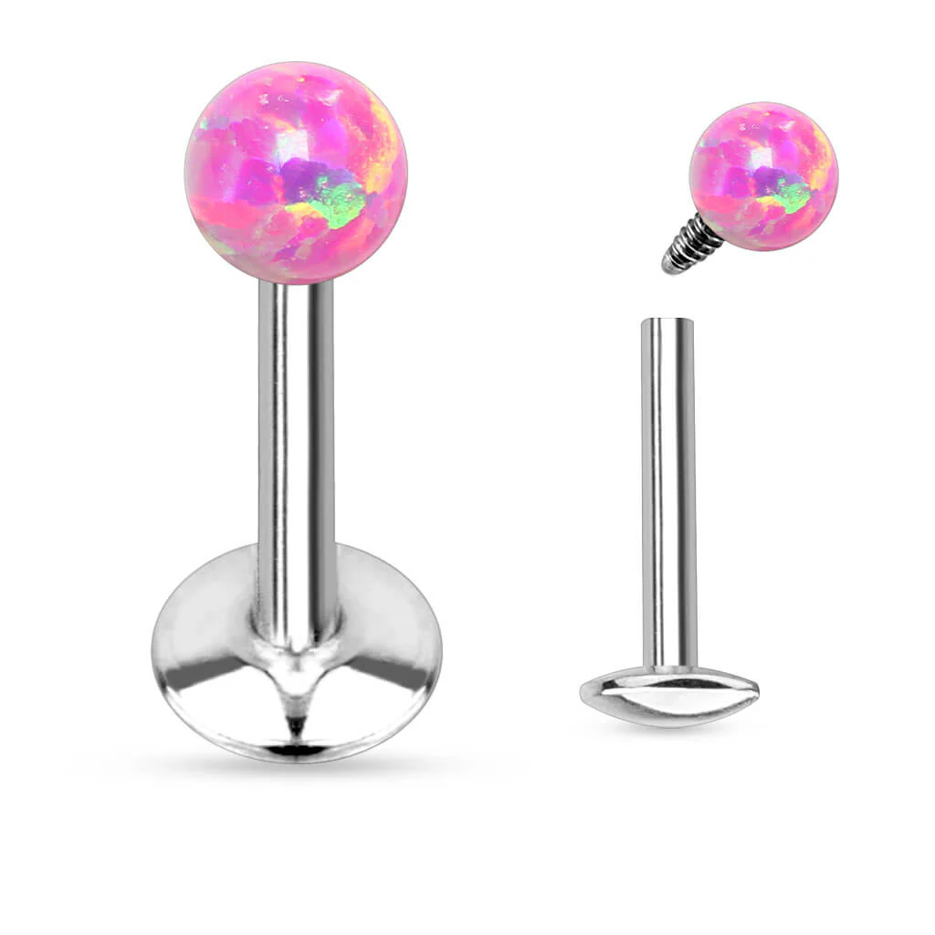 Labret kulisty opal srebrny gwint wewnętrzny - Image 5