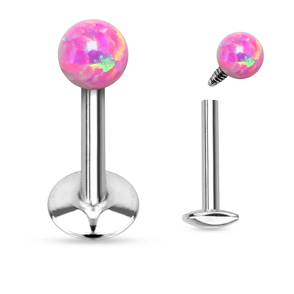 Labret kulisty opal srebrny gwint wewnętrzny - Image 6