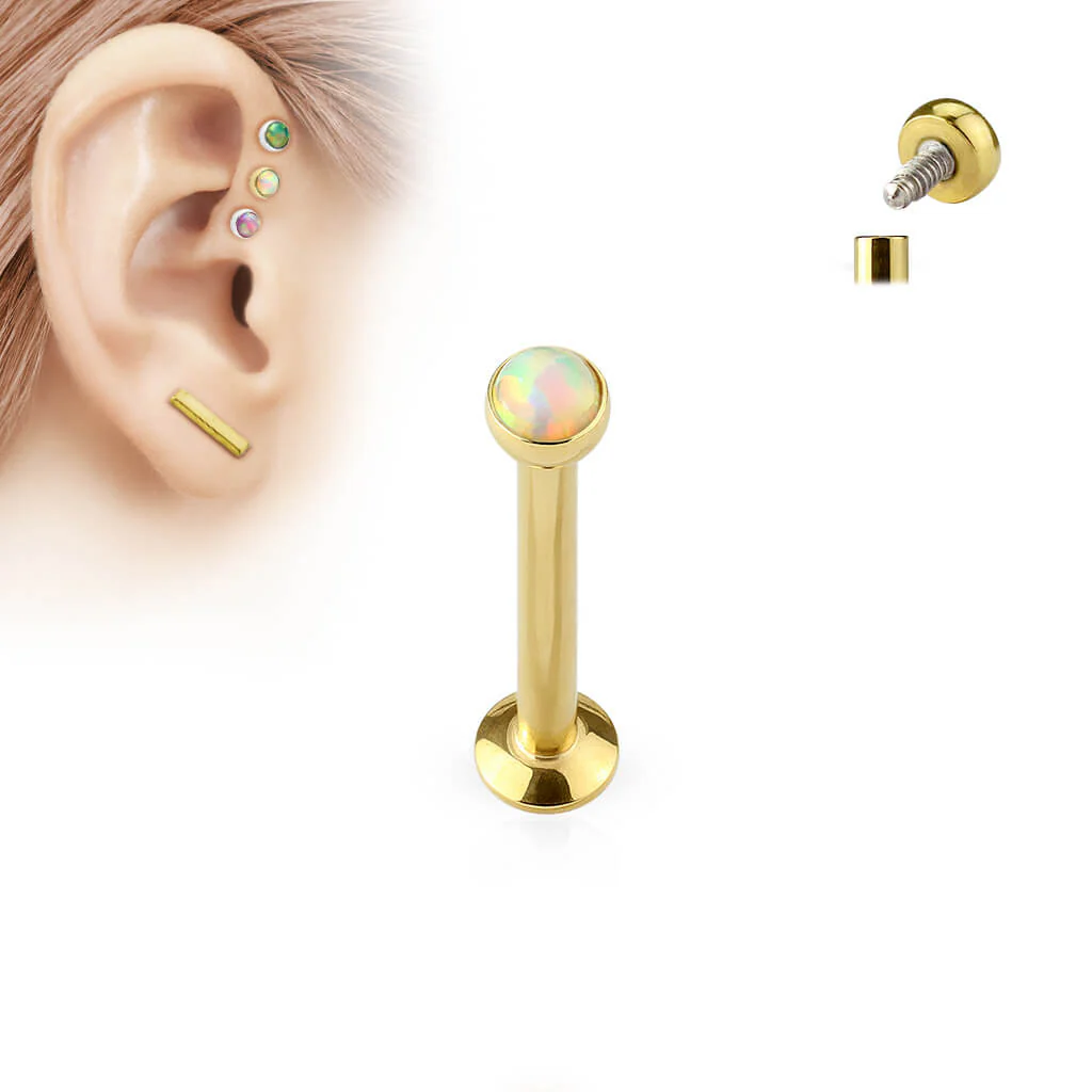 Labret opal płaski gwint wewnętrzny - Image 2
