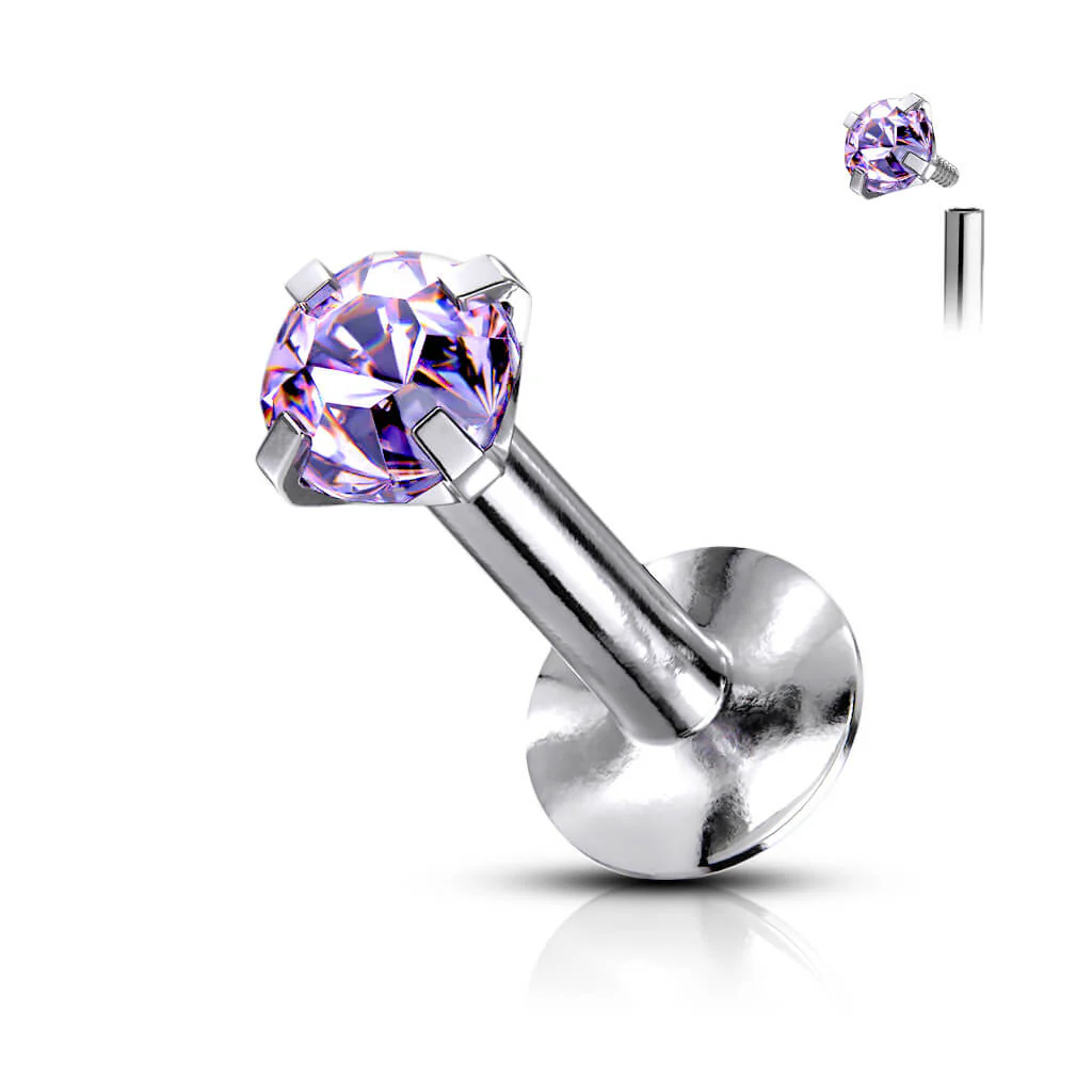 Labret cyrkonia srebrny gwint wewnętrzny - Image 10